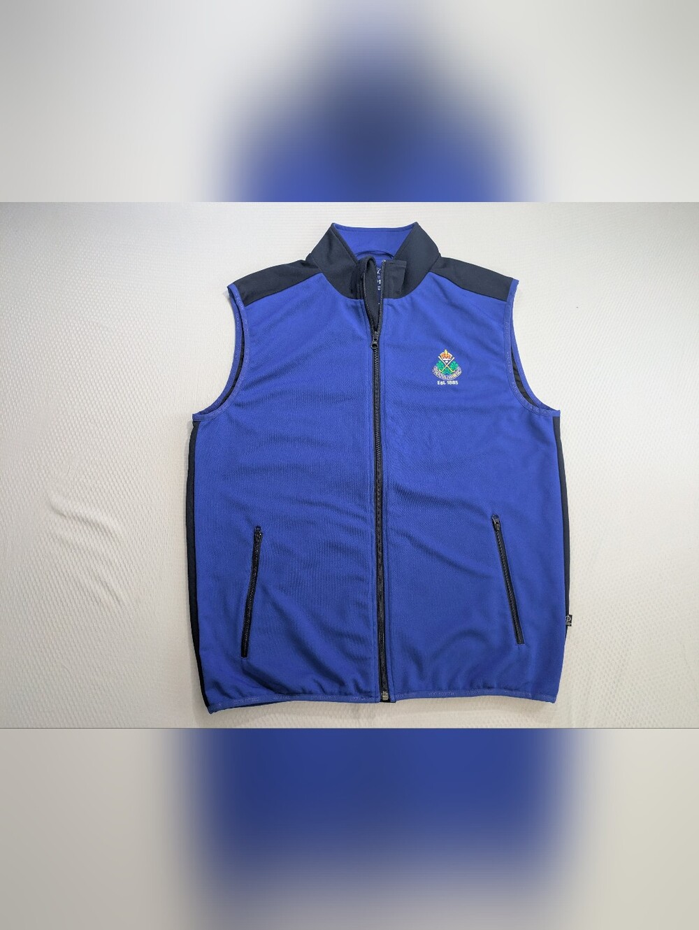 Royal Dublin Golf Club Oscar Jacobson Blue Full Zip Vest Jacket Mens Size L